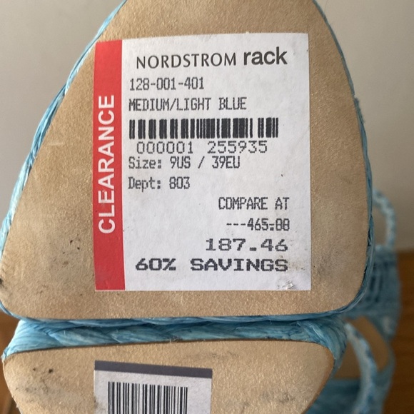 Paloma Barceló Espadrille Style Braided Wedge Heels Size 39 Sky Blue Raffia Wove - Picture 7 of 8